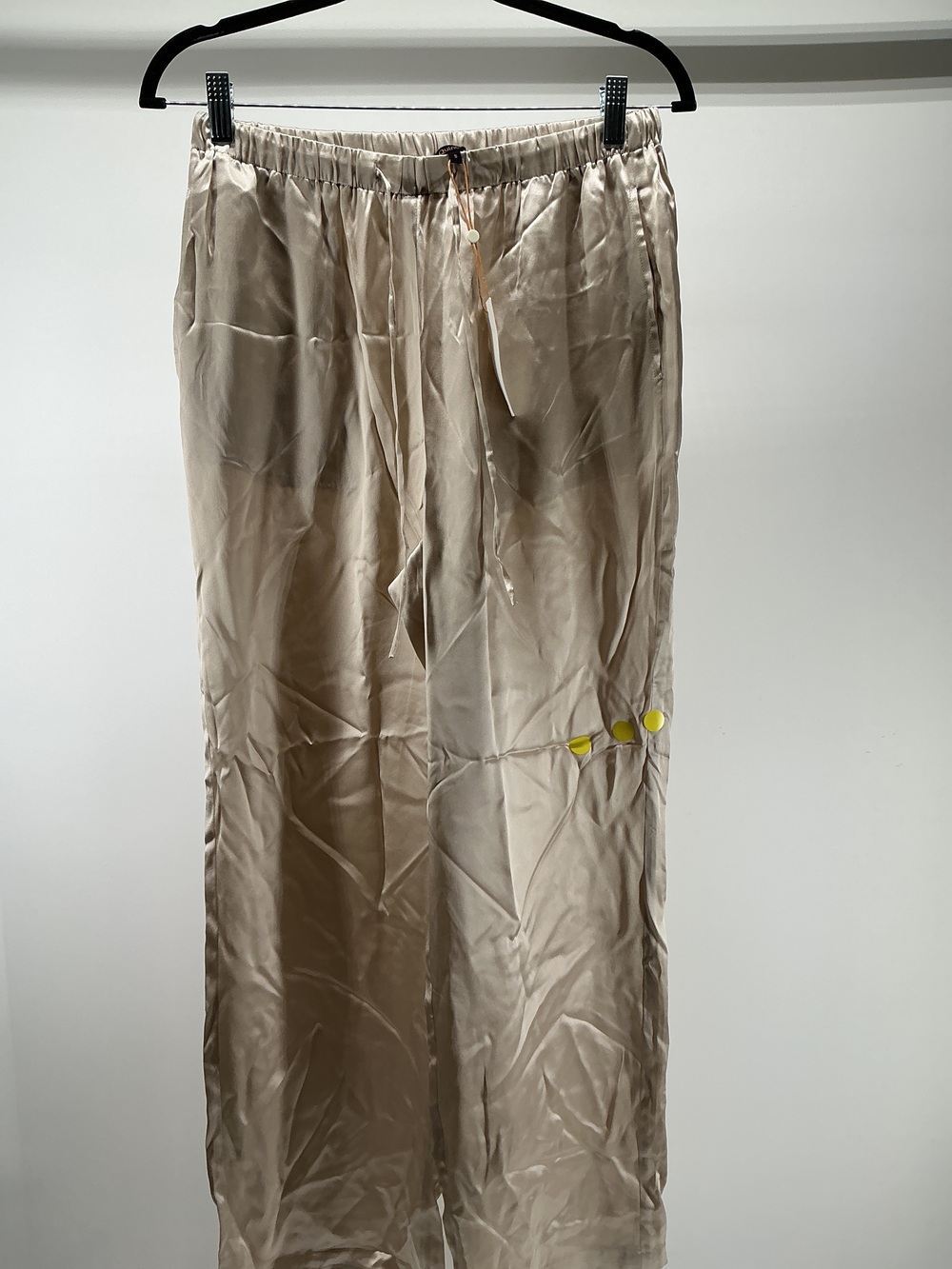 100% Washable Silk Drawstring Wide Leg Pants - 30"